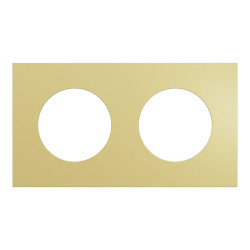 Odace Métal - plaque de finition 2 postes - effet Laiton support blanc