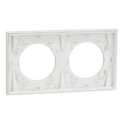 Odace Métal - plaque de finition 2 postes - effet Laiton support blanc