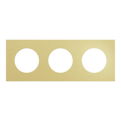 Odace Métal - plaque de finition 3 postes - effet Laiton support blanc