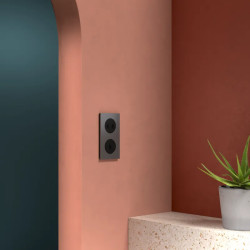 Odace M. plaque 2 postes Aluminium noir