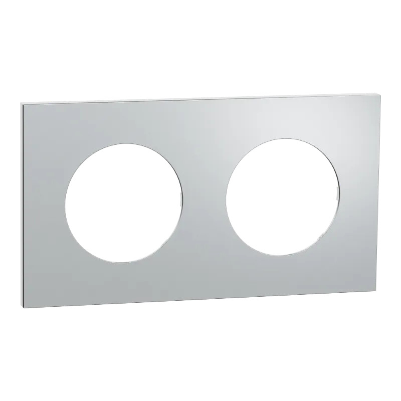 Odace M. plaque 2 postes Aluminium blanc