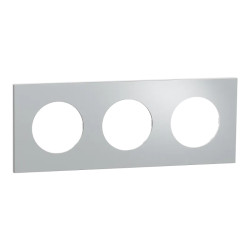 Odace M. plaque 3 postes Aluminium blanc