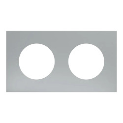 Odace Métal - plaque de finition 2 postes - effet Titane support noir