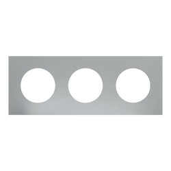 Odace Métal - plaque de finition 3 postes - effet Titane support noir