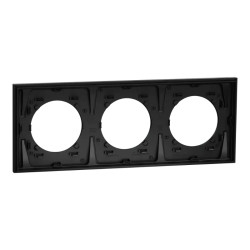 Odace Métal - plaque de finition 3 postes - effet Titane support noir