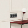 Odace Métal - plaque de finition 3 postes - effet Titane support noir
