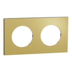 Odace Métal - plaque de finition 2 postes - effet Laiton support noir