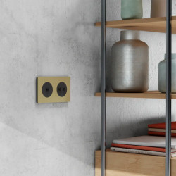Odace Métal - plaque de finition 2 postes - effet Laiton support noir