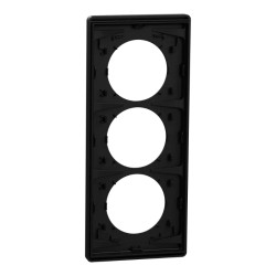 Odace Architecte - plaque 3 postes entraxe spécifique 57mm - Noir onyx