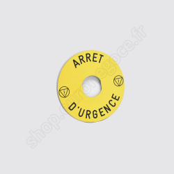 ZBY9130M - Etiq plate - jaune - logo EN - -ARRET D-URGENCE- -  Ø60 - pr ZBZ1605