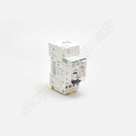 Disjoncteur iDT40 / DT40  - A9DP2620 - ACTI9 iDD40T XA - disjoncteur différentiel auto - 1P+N C 20A 4500A/6kA 30mA AC