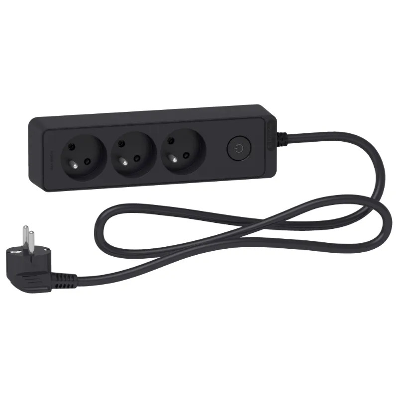 Odace - Rallonge multiprises 3 prises 2P+T - anthracite - 1,5m - ST9331B Schneider Electric