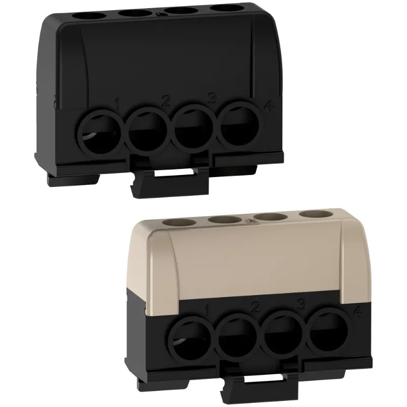 Resi9 - lot de 2 borniers phase - 1 x gris 1 x noir - 4 trous 16mm² - R9H13405P Schneider Electric