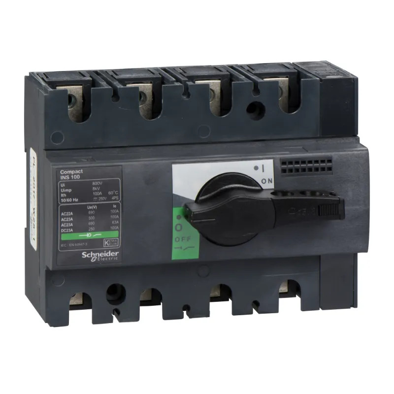 ComPacT INS - Interrupteur sectionneur - INS100 4P 100A - poignée noire - 28909 Schneider Electric