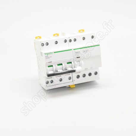 Disjoncteur iDT40 / DT40  - A9DV3720 - Acti9 iDD40N - disjoncteur différentiel tête de groupe - 3P+N C 20A 10kA 30mA AC