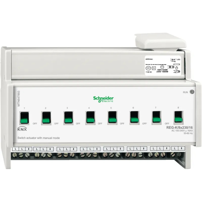 KNX - actionneur de commutation - 8x230V - 16A - à commande manuelle - MTN647893 Schneider Electric