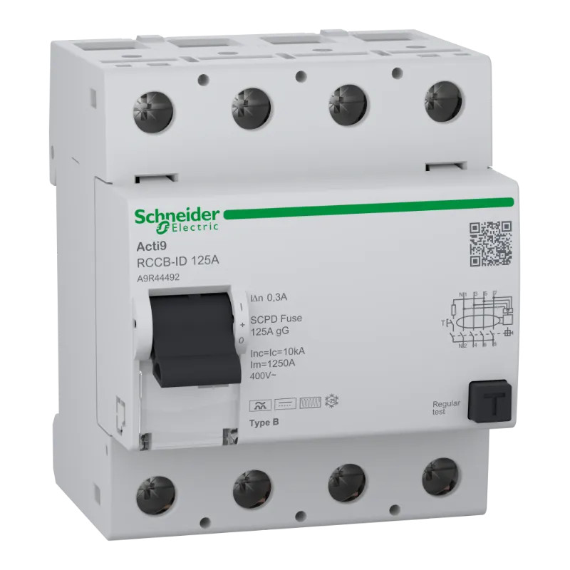 Acti9 RCCB-ID - interrupteur différentiel - 4P - 125A - Type B - 300mA - A9R44492 Schneider Electric